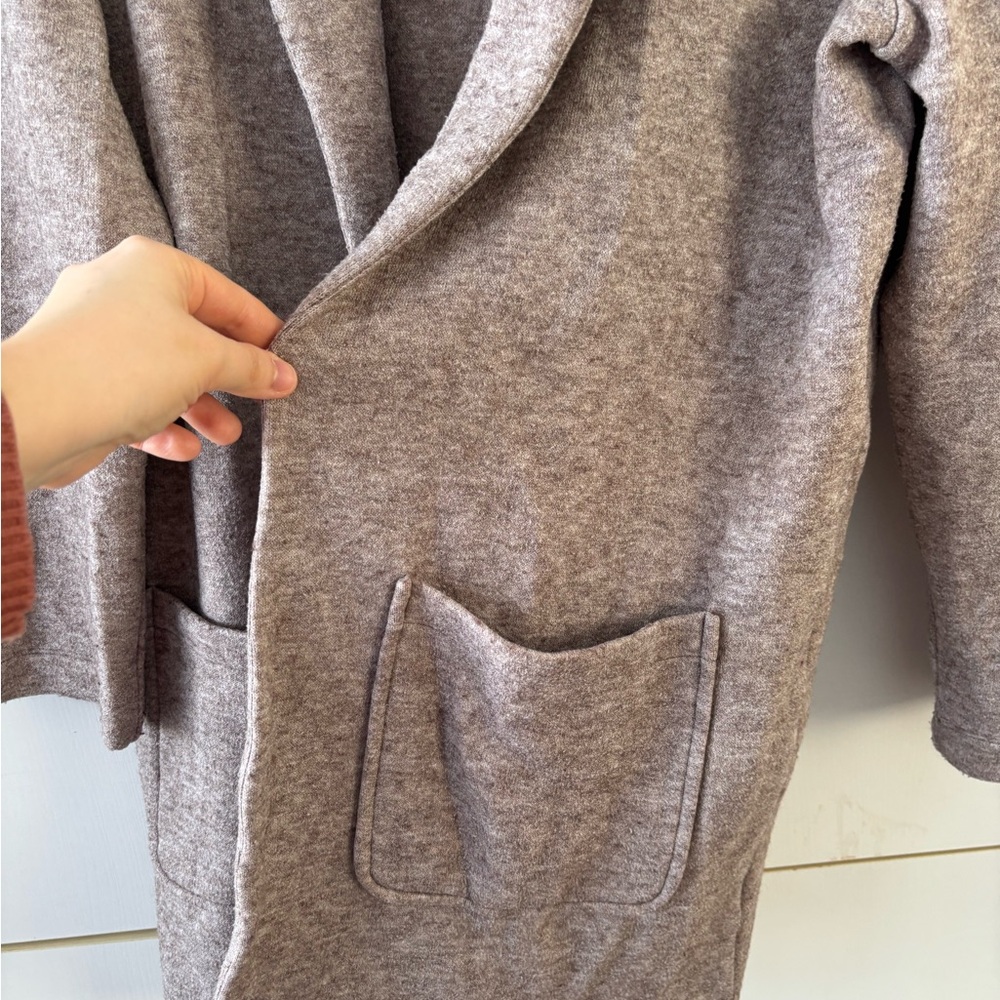 Reitmans Taupe Cozy Open Cardigan Soft Stretch Pockets Medium Fall Layer Casual - Picture 6 of 9